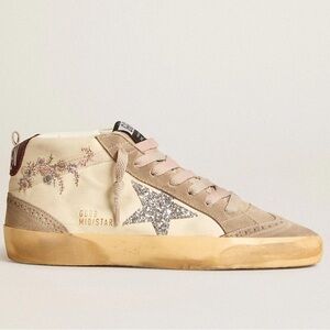 Golden Goose Beige and Silver Star Sneakers - Like New